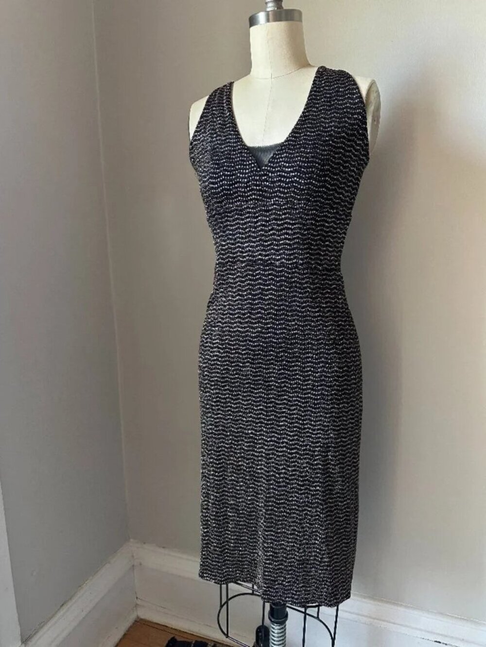 Metallic Knit Bodycon Midi Dress XS | Tango Latin Dance Cocktail Dress